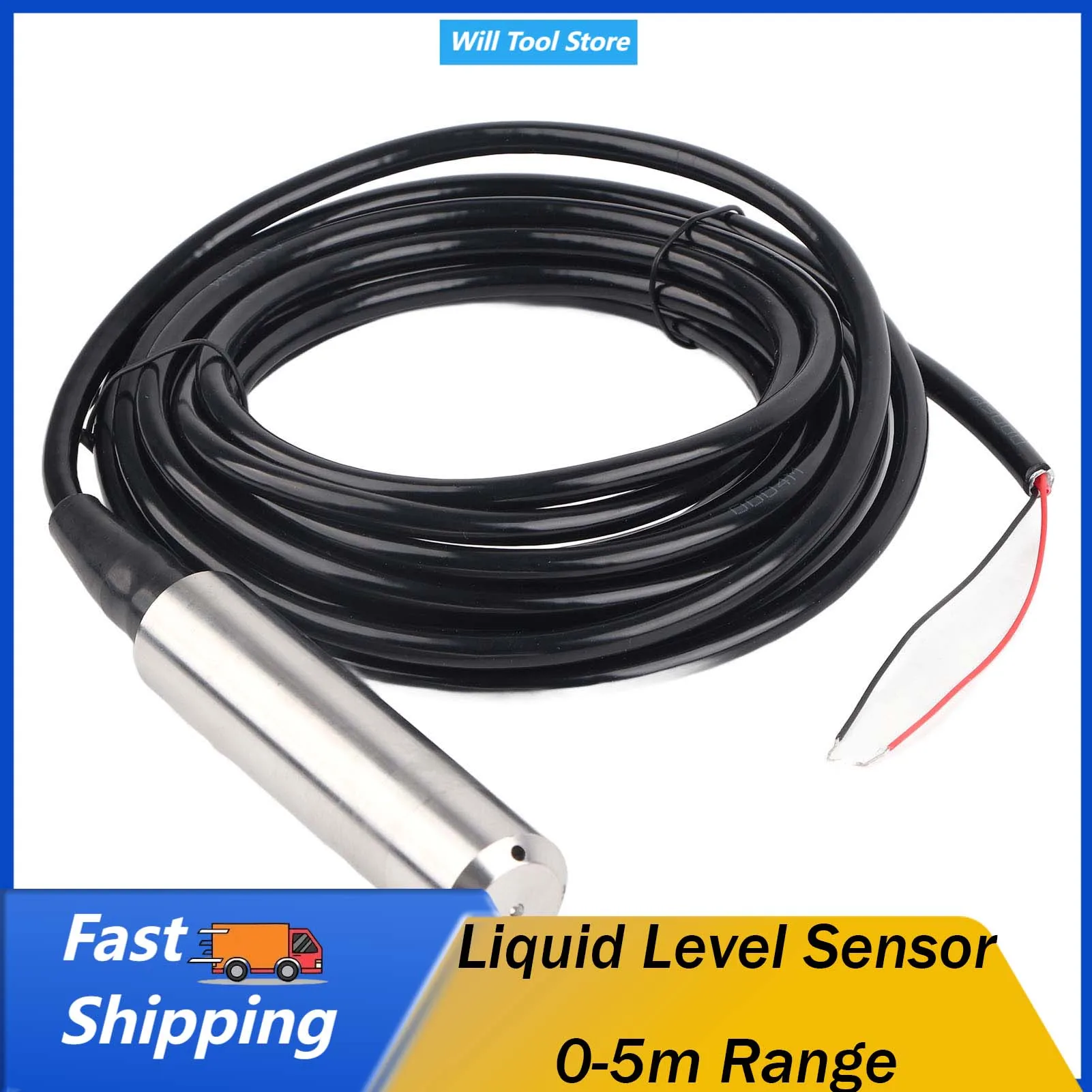 Liquid Level Sensor DC24V 4-20mA Throw in Type Liquid Level Sensor For Detecting 0-5m Range Depth Stainless Steel liquid level sensor