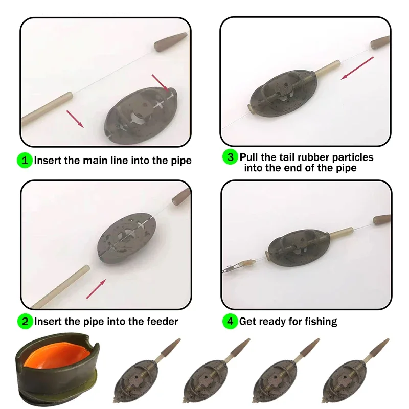 Quick-Release Method Feeder Set, Zinklegierung Anti-Rost Angelfeeder 20g/30g/40g/50g für ein effizientes Karpfenangeln in Süßwasser a