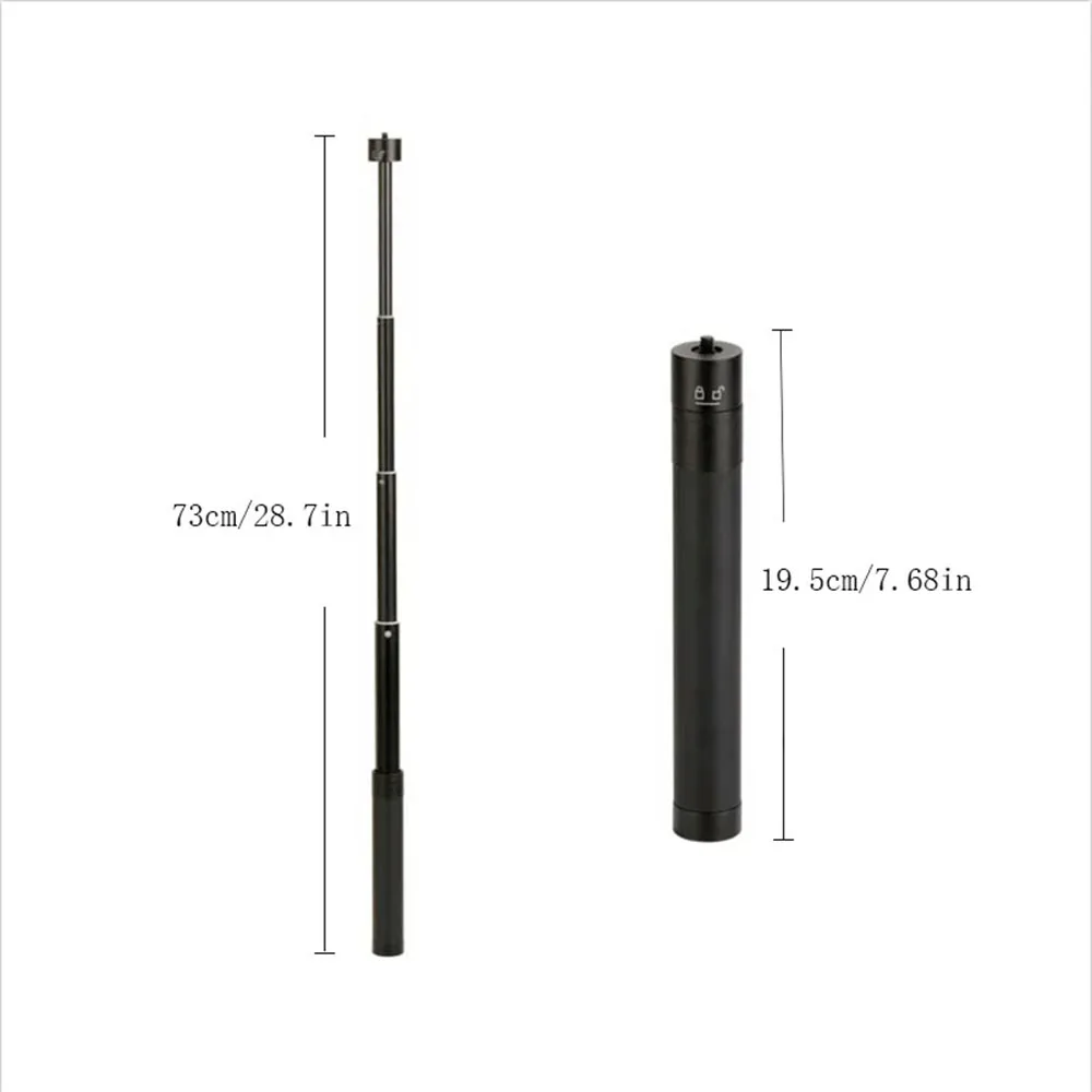 73cm Selfie Stick Portable Extension Pole for Gopro Insta360 DJI Feiyu Action Camera Microphone Stand