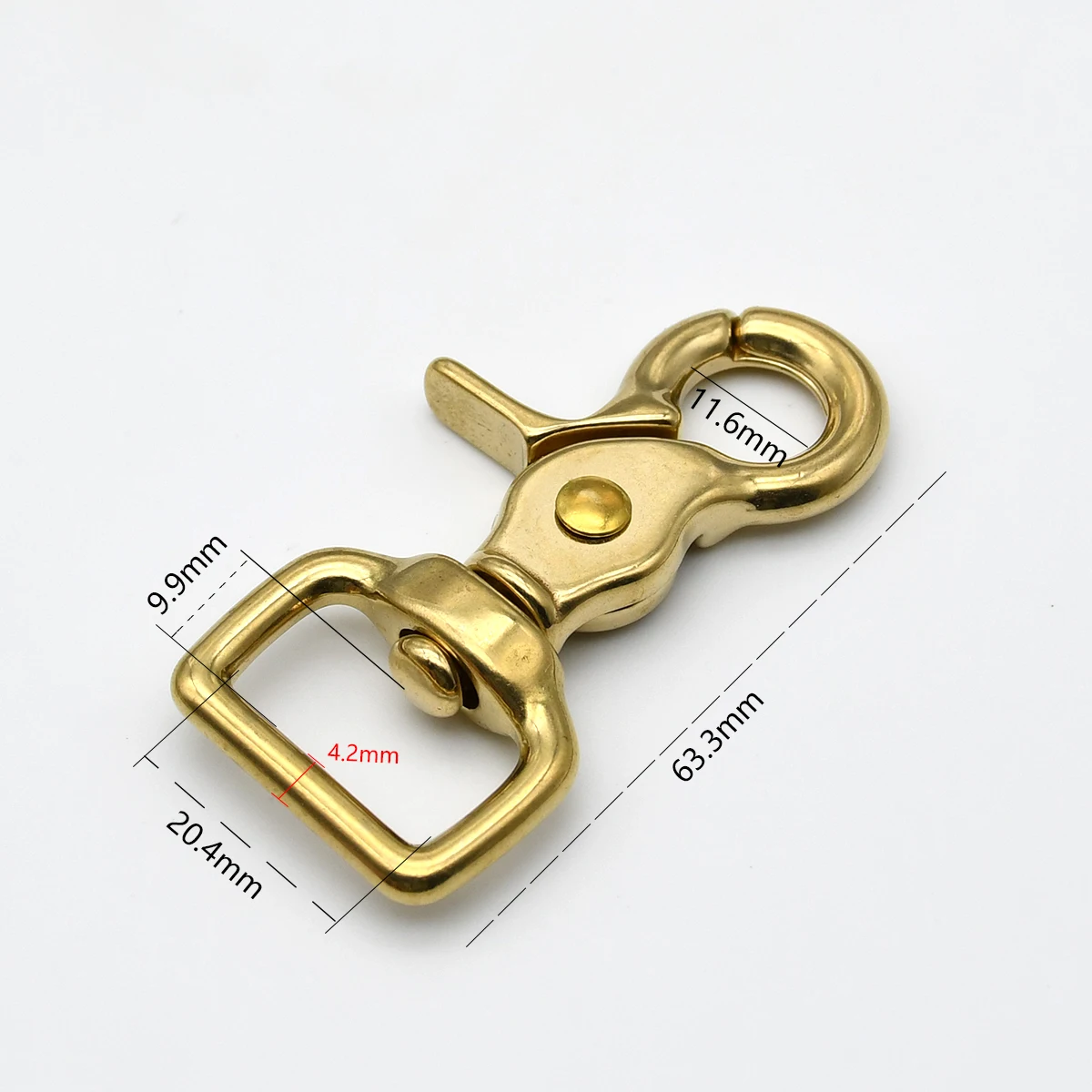 4 Stück Messing-Karabinerhaken, Karabiner, Karabinerverschlüsse, Auslöser-Clip für Lederhandwerk, Taschenteile, Gurtband, Haustierleine, Seil – Detail 6