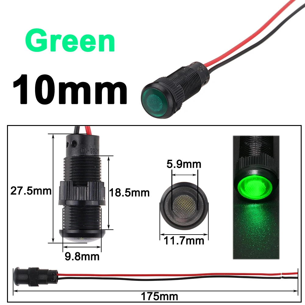 Multi-Color LED Indicator Light - Plastic Signal Dot Lamp (1 to 5 Pieces)