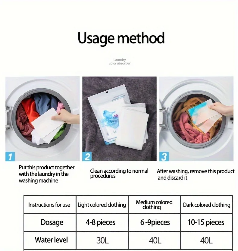 Anti-staining clothes, laundry paper, color-absorbing sheets, washing machine anti-cross-color laundry sheets