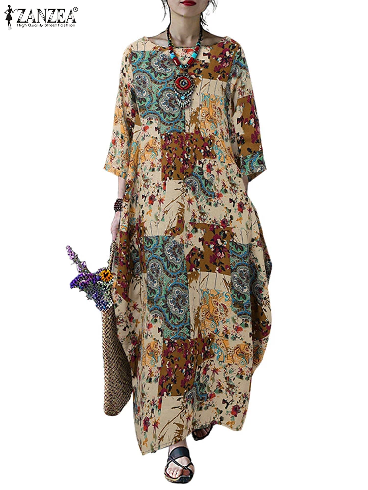 Robe femme automne 2025 imprimée manches longues ample – Image 5