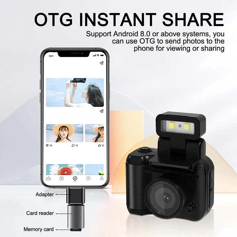 Mini Monoreflexes Style Camera Cmos With Flash Lamp And Battery Dock Portable Vi