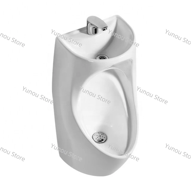 

Ceramic Wall Mounted Urinal in Public Hotel Bathroom, WC Men's Urinal with Automatic Sensor Faucet for Sink and Sink