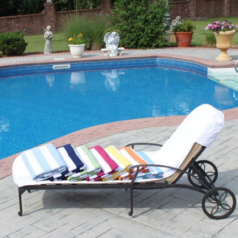 Portable Beach Chair Towel Long Strap Beach Bed Chair Towel Cover With Pocket For Summer Pool