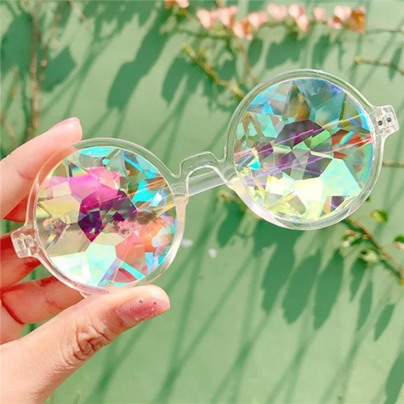 4X Kaleidoscope Glasses Rave Festival Party Sunglasses Diffracted Lens-Transparent