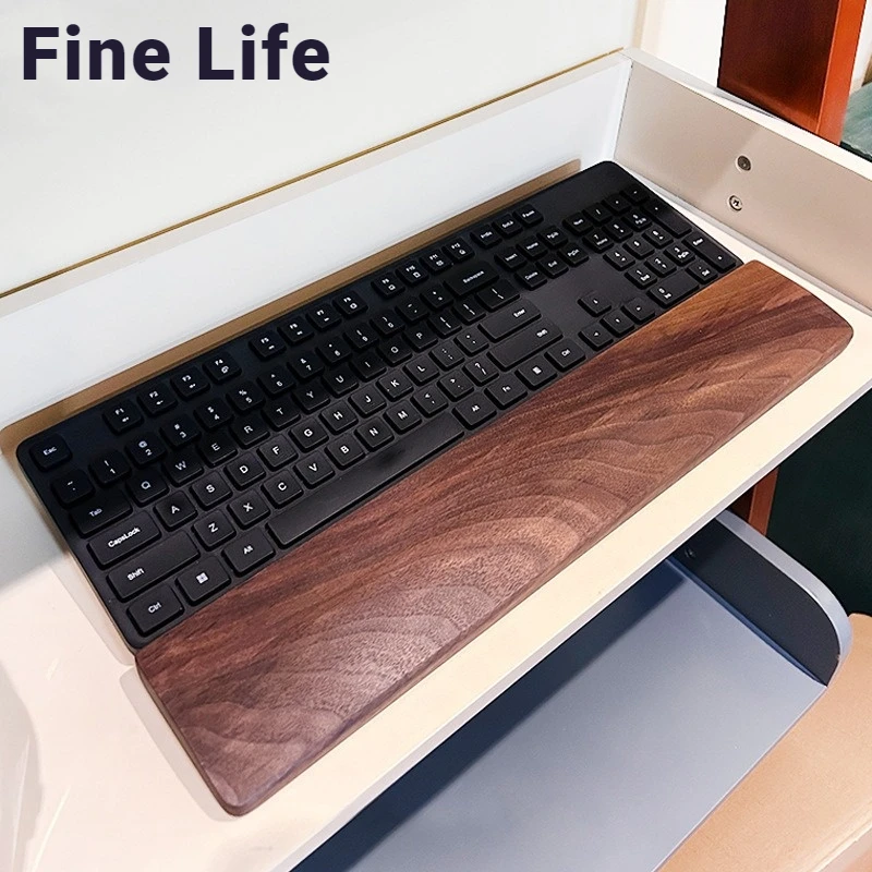 

Wooden Keyboard Wrist Rest Walnut Solid Wood Mouse Pad Wrist Guard Simple Non-slip Bottom Hand Pad Gaming Desk Palm Rest Gifts