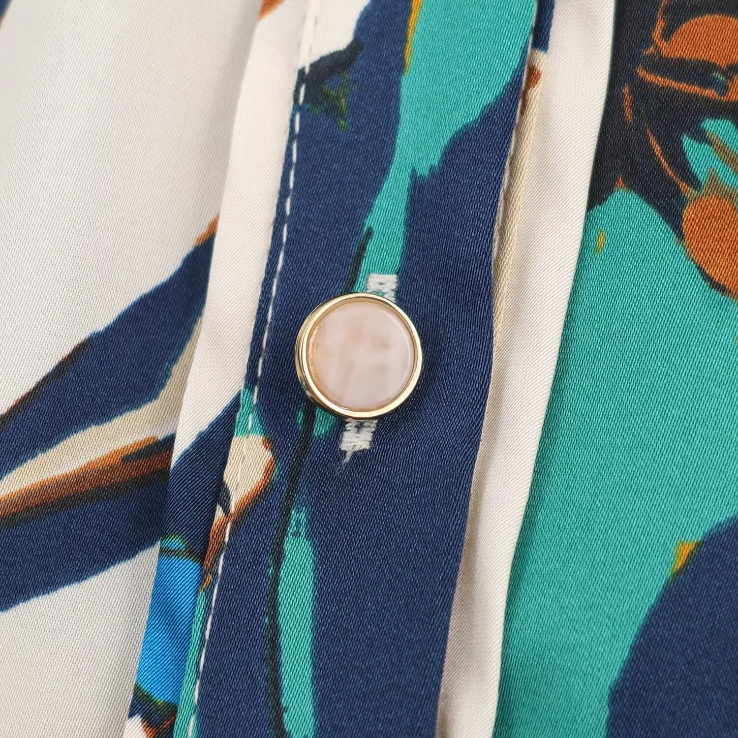 Women's Fashion Elegant Silk Texture Shirt Top Female Autumn Flower Printed Shirts Long Sleeve Shirt Casual Women'S Blouses Tops