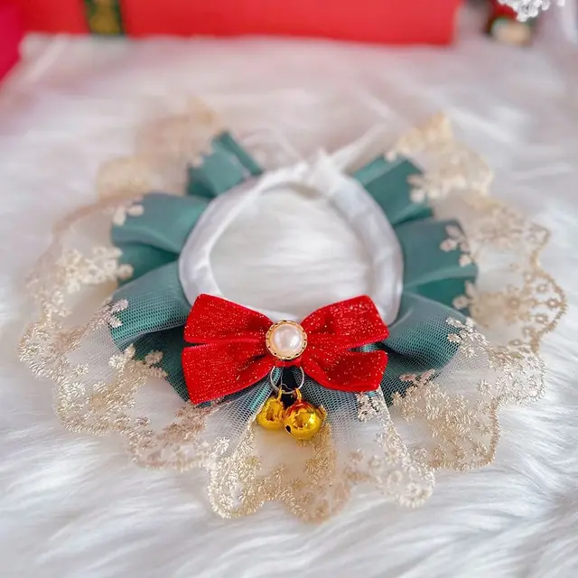 Cute Organza Lace Bowknot Cat Collar Pet Ornament Scarf Accessories Pet Saliva Towel Cat Dog Decor Pet Neck Strap Cat Dog 2