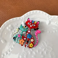 Dropping Oil Lovely Cat Shaped Brooch Vintage Style Animal Theme Alloy Brooch For Women Girls Daily Wear 2