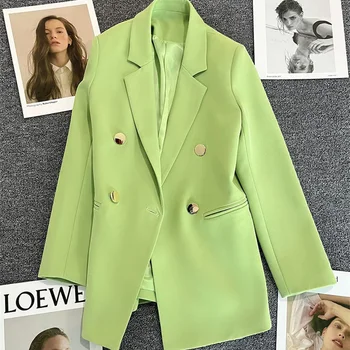 33 Colors Fashion Suit Jacket Women Double-breasted Blazers Casual Tops Streetwear Lady Suit Coat Office Outerwear Spring Autumn 1