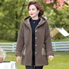 Parkas Middle Aged Women Hooded Clothing Winter Teddy velvet Warm Jacket Women's Long Overcoat Outerwear Mother Coat 2