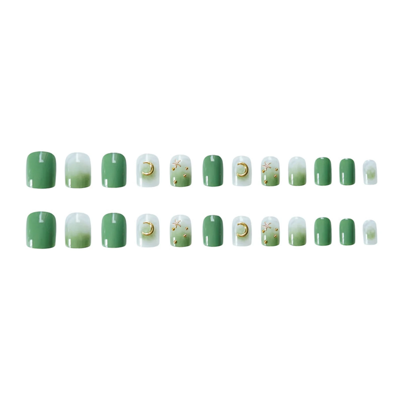 

Star & Moon Setting Glossy Fake Nails Lightweight and Easy to Stick Fake Nail for Stage Performance Wear