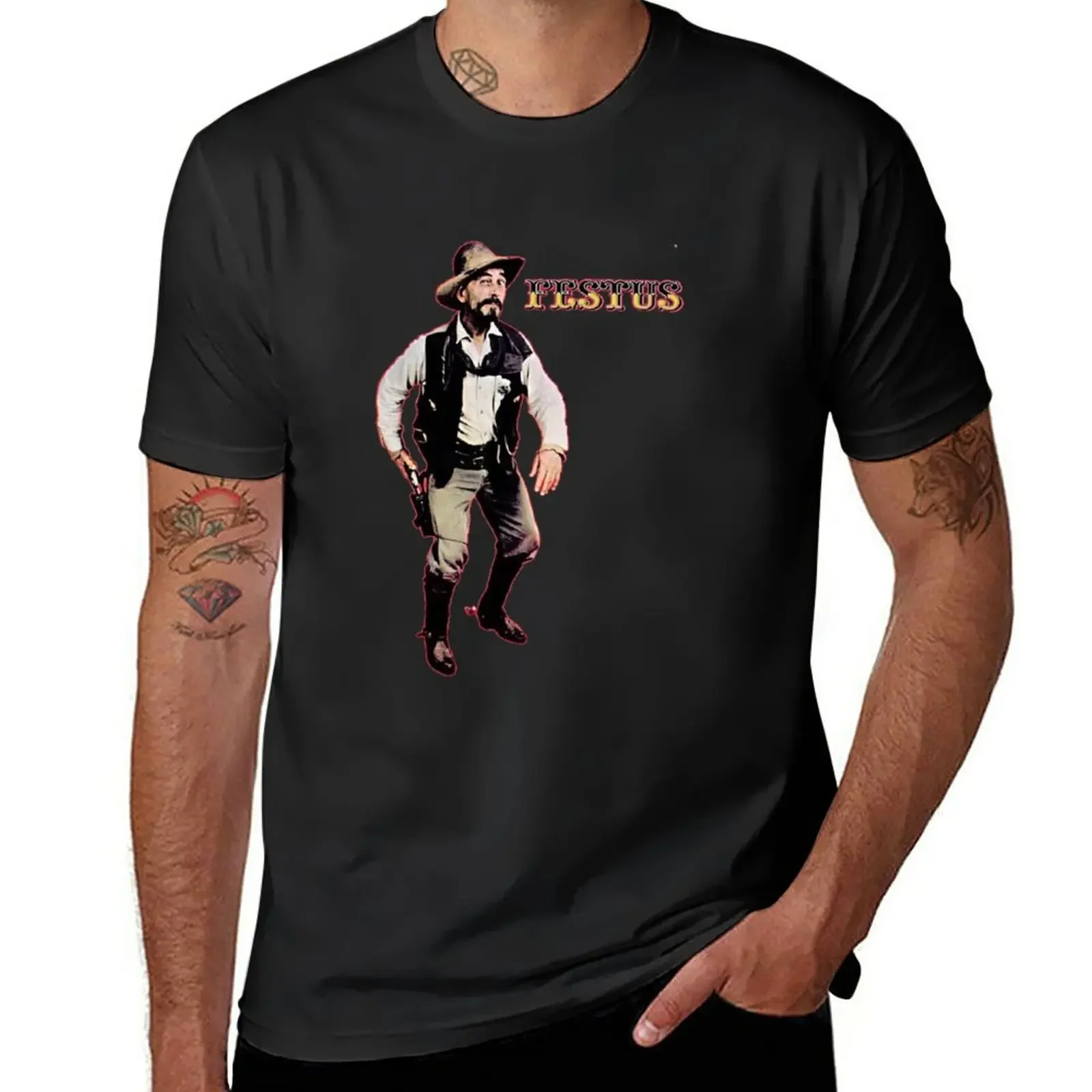 

Festus - Gunsmoke T-Shirt animal prinfor boys summer top Men's clothing