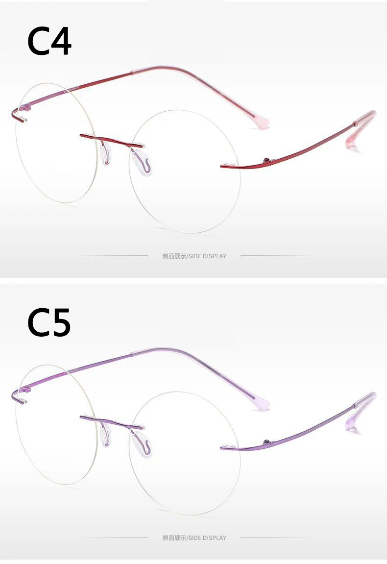 BOYSEEN Rahmenlose runde ultraleichte Lesebrille aus Titan, Anti-Blaulicht, komfortable Business-Hyperopiebrille – Detail 9