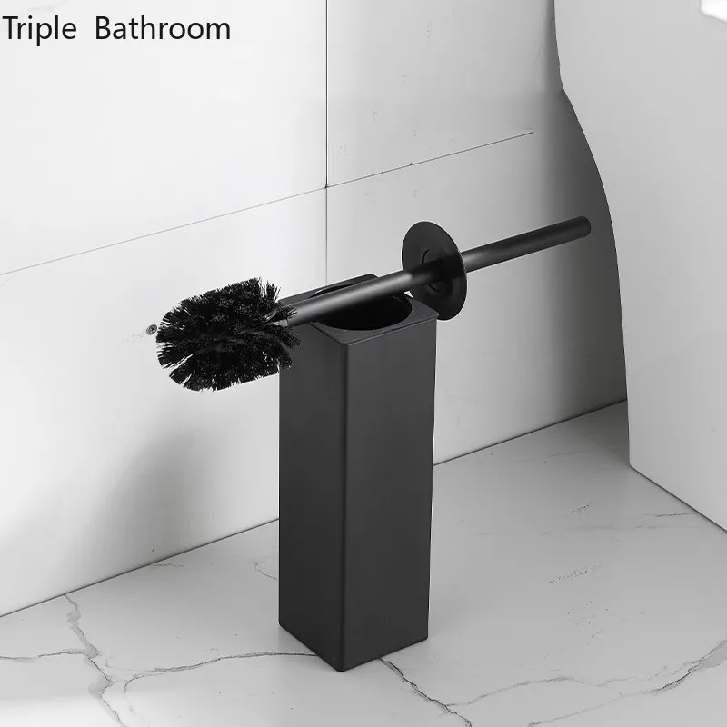 

Square Round Space Aluminum Toilet Brush Floor-standing with Base Soft Fur Cleaning Brushes Bathroom Accessories Clean Tool