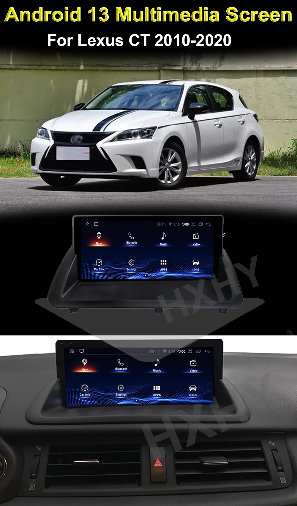 Android 13 Qualcomm 8+128G For Lexus CT CT200 CT200h 2010-2020 Auto Carplay Car