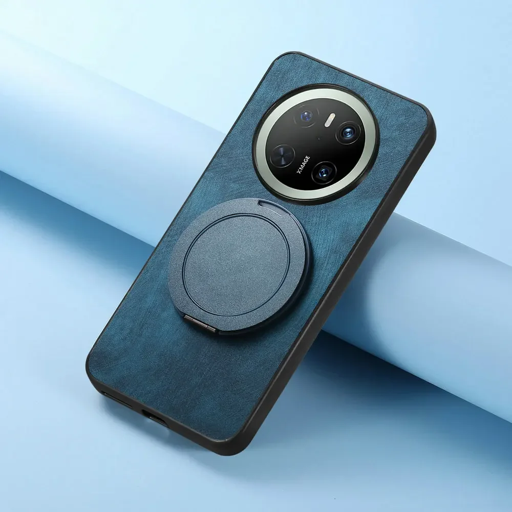 Luxury Leather Back Panel Case with Magnet Ring and Bumper Cover