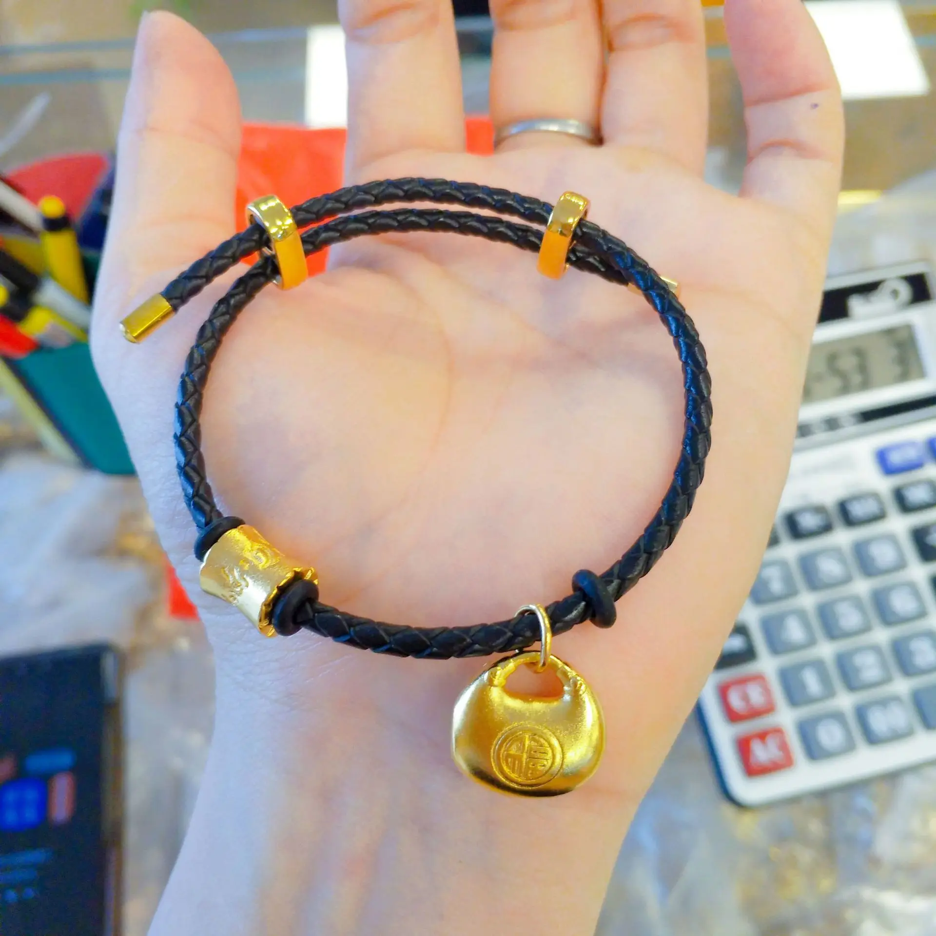 9999 real gold small fat Fu long life lock pendant 24K gold small lump pendant auspicious clouds Yuanbao lucky bag necklace