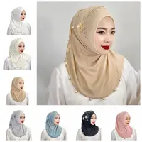 Sun Protection Elegant Headband Hat Top Knot Soft Head Wrap Cap Solid Color Full Cover Ramadan Hijab Outdoor