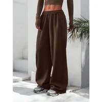 Plus Size New Women‘s Fashion Fitness Sweatpants Wide Leg Straight Ladies Casual High Waisted Solid Color Sports Pants - Image 3