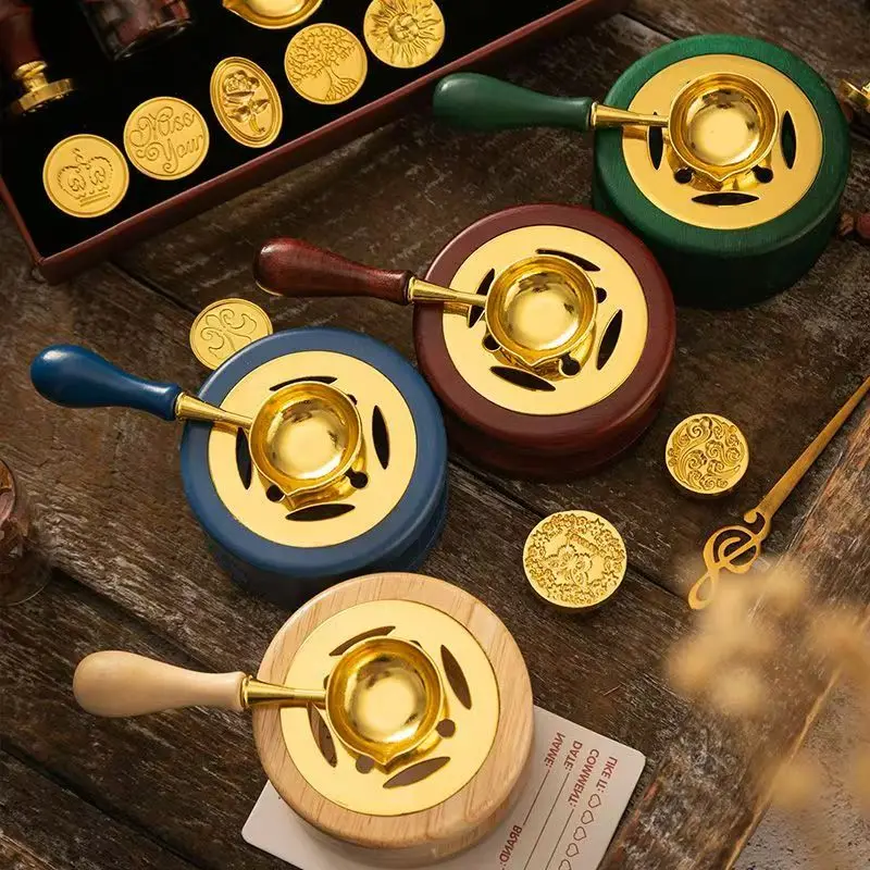 Wooden handle fire paint spoon wax grain furnace fire paint seal accessories tool Wooden spoon set