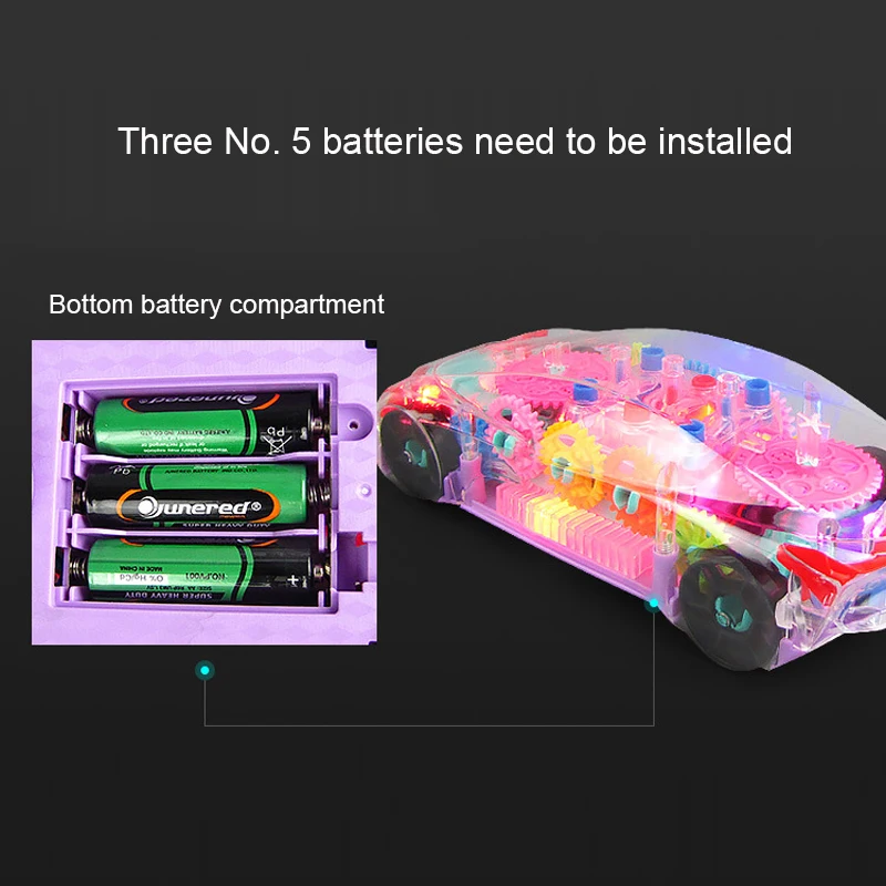 Kids Flashing Electric Racing Car Toys Transparent Light Colorful LED Music Mechanical Gear Vehicle Luminous Model Children Gift 6
