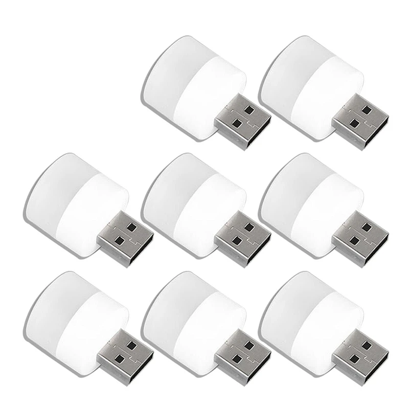 

JFBL Hot 8Pcs Night USB Light Mini LED Bulb, Compact, For Bedroom, Bathroom, Nursery, Hallway, Kitchen Lights