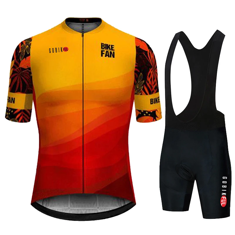 Bike Jersey Set Team KBORA Cycling Clothing Summer Short Sleeve Cycling Suit Men's Top and Bottom Bib Shorts Kit