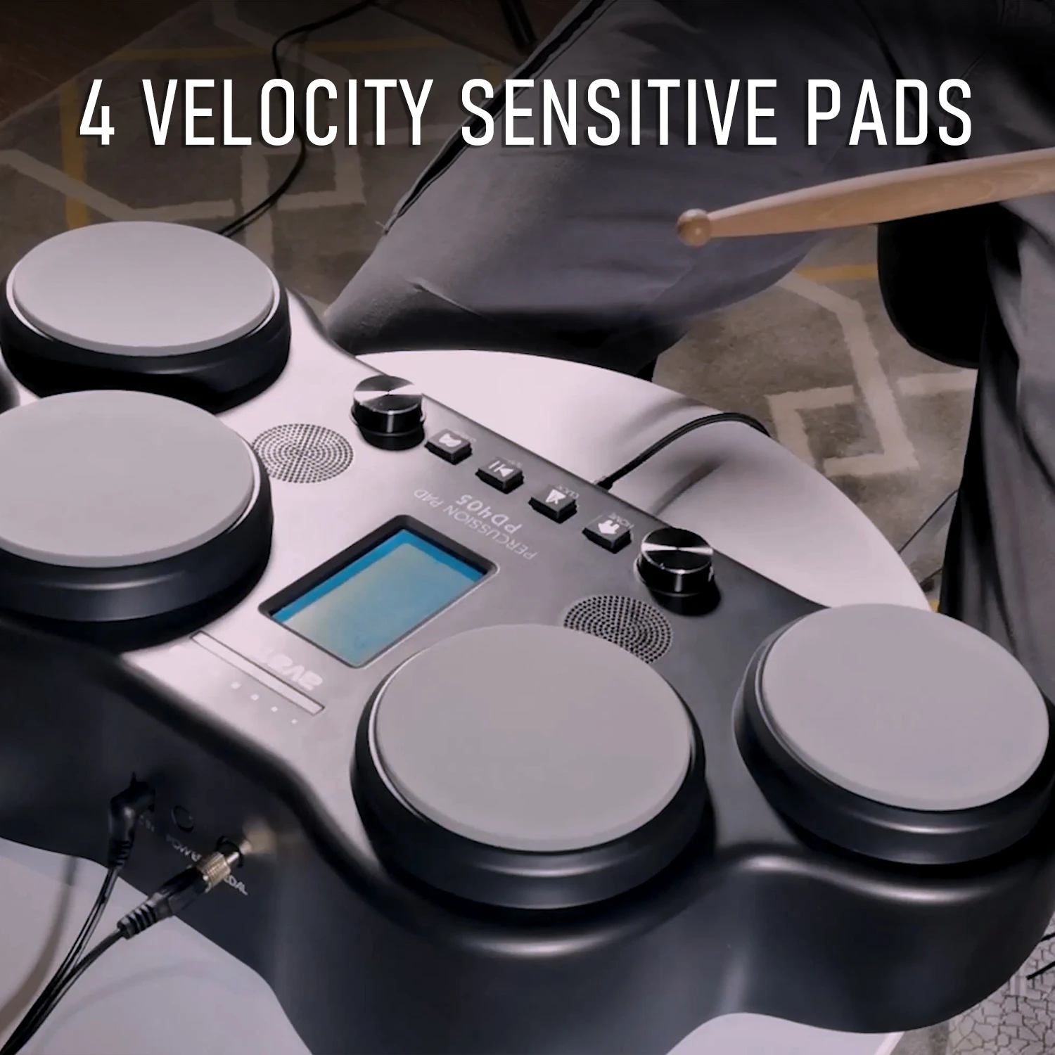 PD405 Percussion Pad With Educational Games, Vivid Sounds, Include 2 Pedals and Drum Sticks, Black