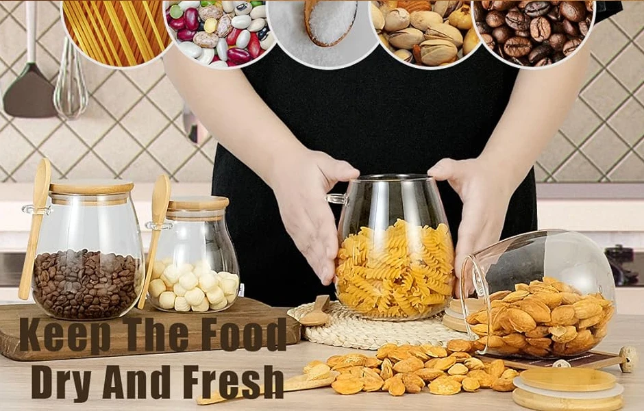 34oz Glass Spice Jar with Lid  Spoon - Clear Food Storage Container for Sugar Tea Coffee