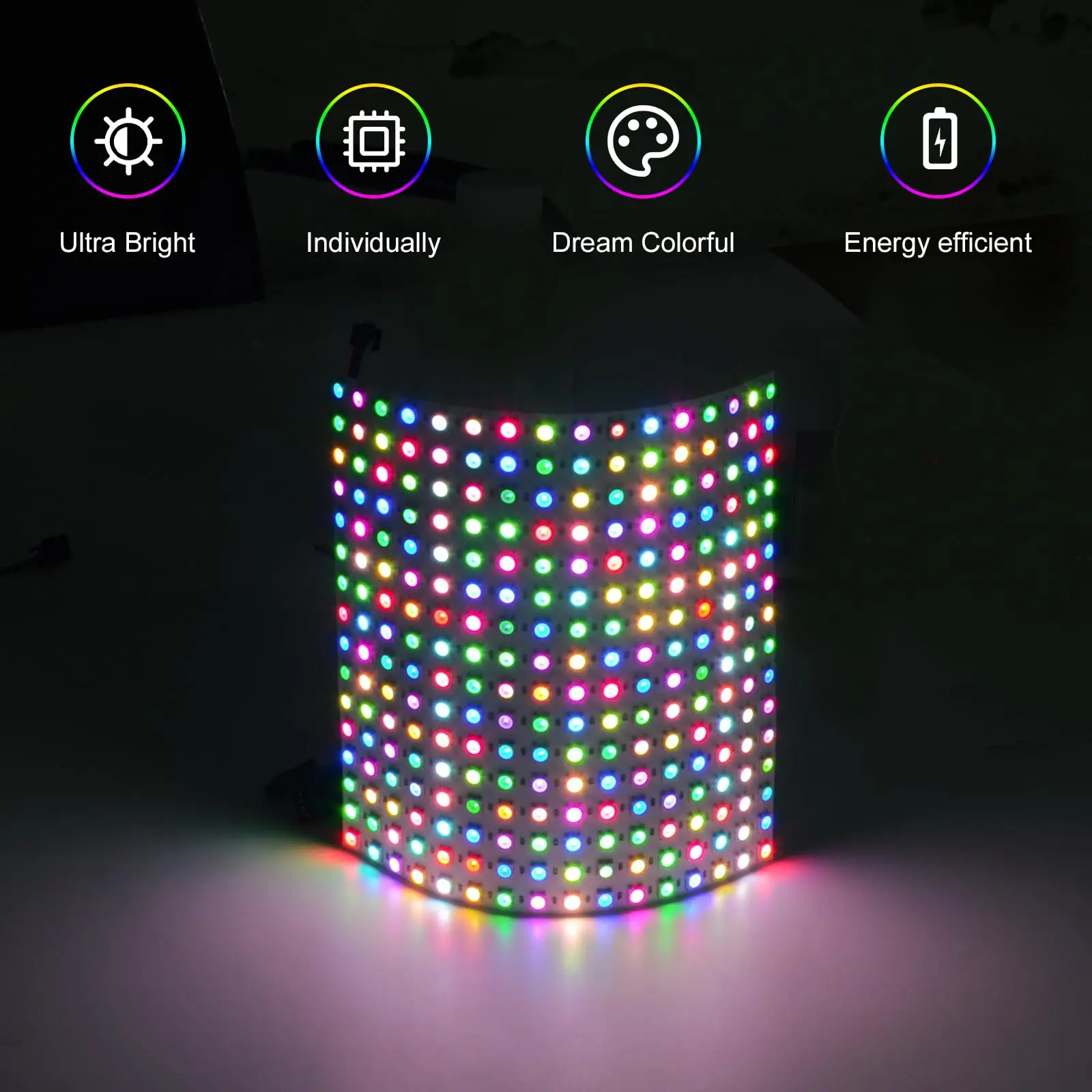 

WS2812B RGB Matrix LED Panel Light WS2812 Digital Flexible Individually Addressable Smart Led Module Screen DC5V