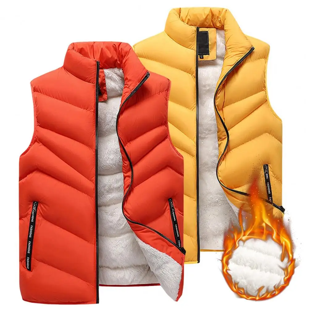 

Trendy Sleeveless Jacket Winter Men Waistcoat Thicken Warm Zipper Waistcoat Windproof