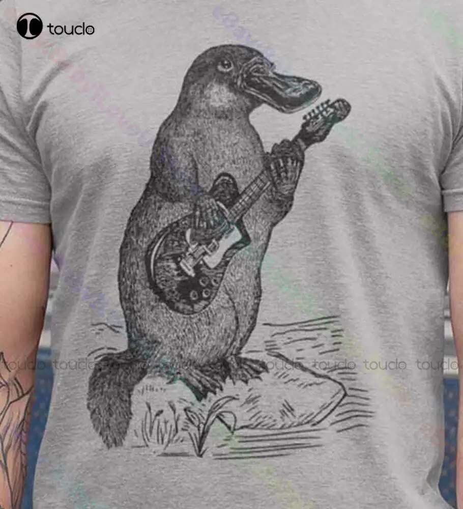 

Новинка, женская футболка Platypus с рисунком футболка с гитарой Duckbill для музыки в стиле кантри, футболки для гольфа, хлопковая футболка унисекс