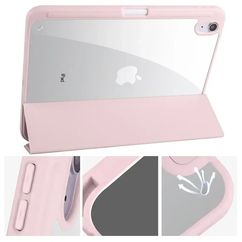 Sleek Trifold Acrylic Clear Back Case with Pen Holder