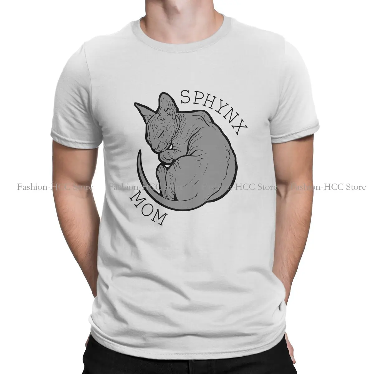 

Sphynx Mom Newest Polyester TShirts Canadian Hairless Cat Sphynx Men Harajuku Streetwear T Shirt Round Neck