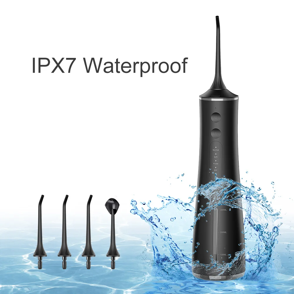 치아에 대 한 300ML 전기 물 Flosser 4 모드 구강 irrigator 휴대용 구강 청소기 치과 청소 도구 방수 USB 충전