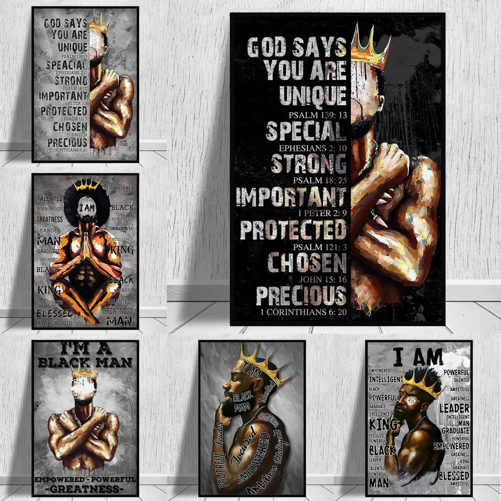 BlackKingCanvasPaintingAfricanManPosterandPrintsMotivational