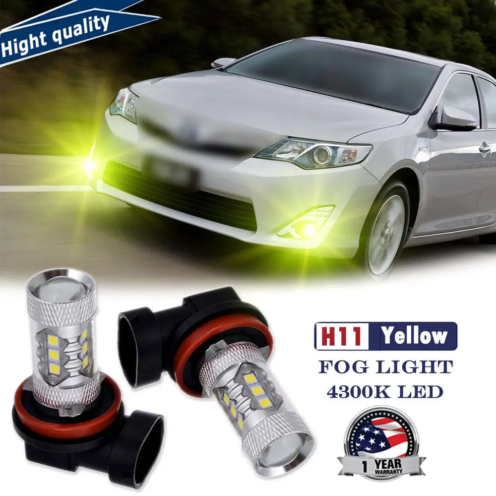 

H11 Bright Fog Driving LED Bulbs 80W 16-SMD 4300K 2000LM For 07-14 Toyota Camry