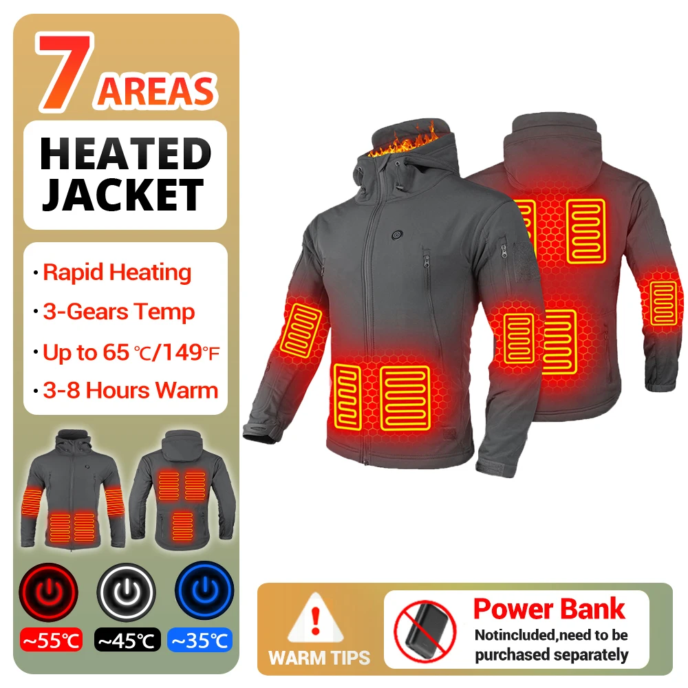 

Motorcycle Jacket Heated Winter Heating Jacket USB Electric Heating Jackets Hooded Camping Keep Warm Motorcycle Heated Jacket