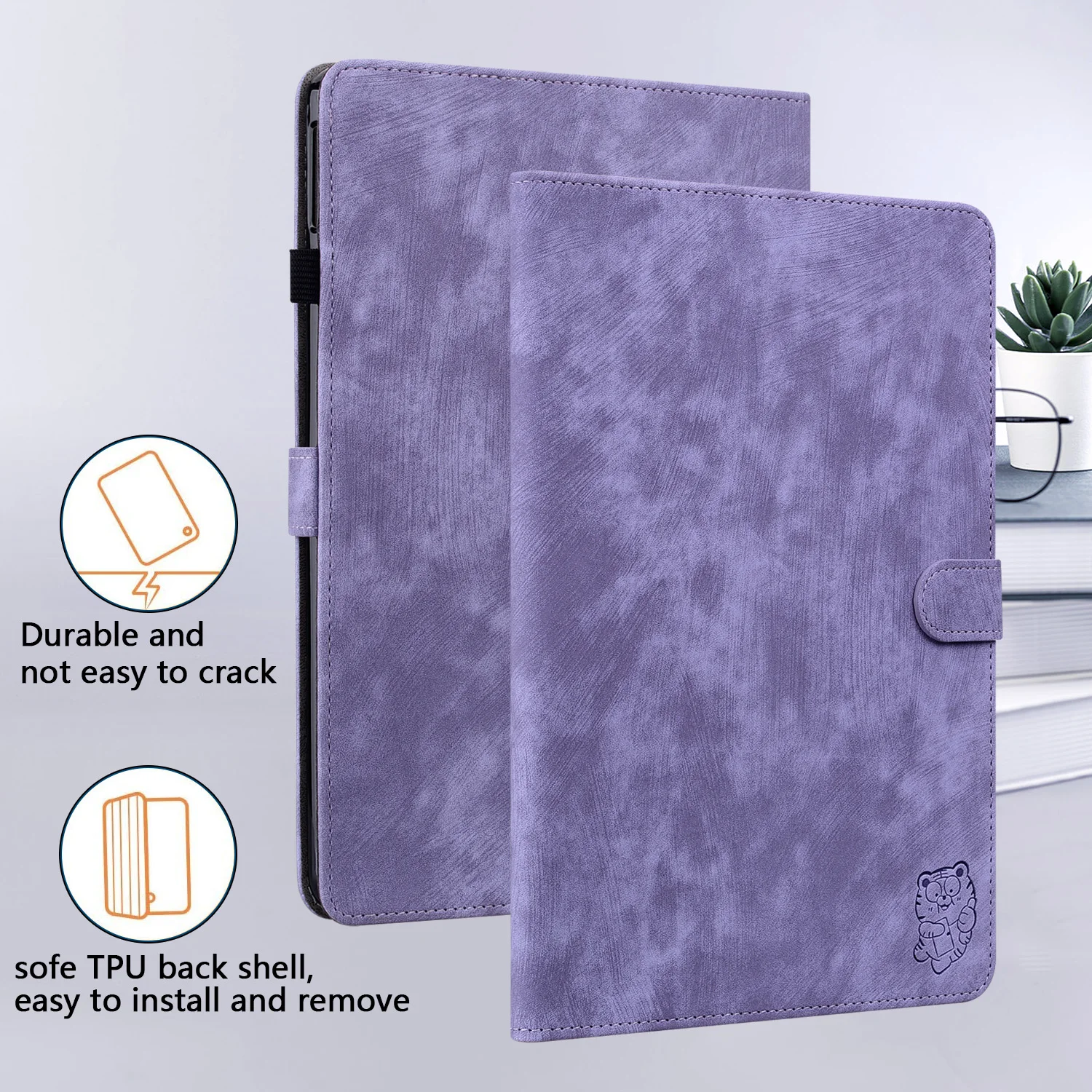 Premium PU Leather Cute Tiger Tablet Case - 11-Inch Cover