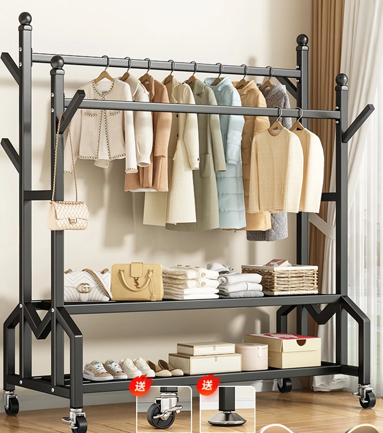 

Hanger, floor to ceiling, bedroom, household clothes drying rack, indoor mobile, simple clothes rack, balcony pole style