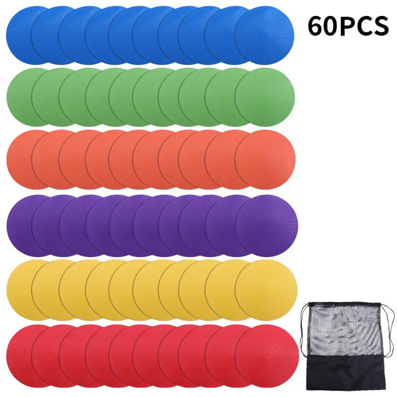 Soccer Training Flat Marking Mats training obstacles tennis landmark mats with square mesh pockets 60pcs 15cm