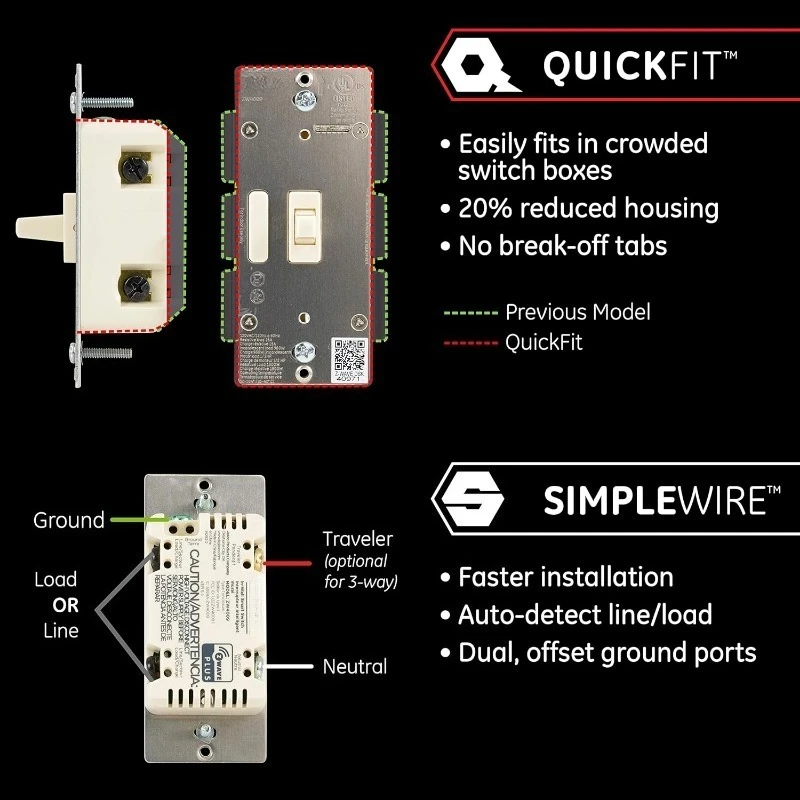 3-Way Ready, Almond Z-Wave Plus Smart Light Switch with QuickFit and SimpleWire, Compatible with Alexa, Google Assistant 3