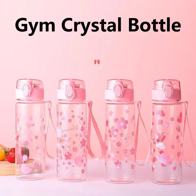 Kawaii Pink Water Bottle Sport Plastic Portable Drinking Cups
