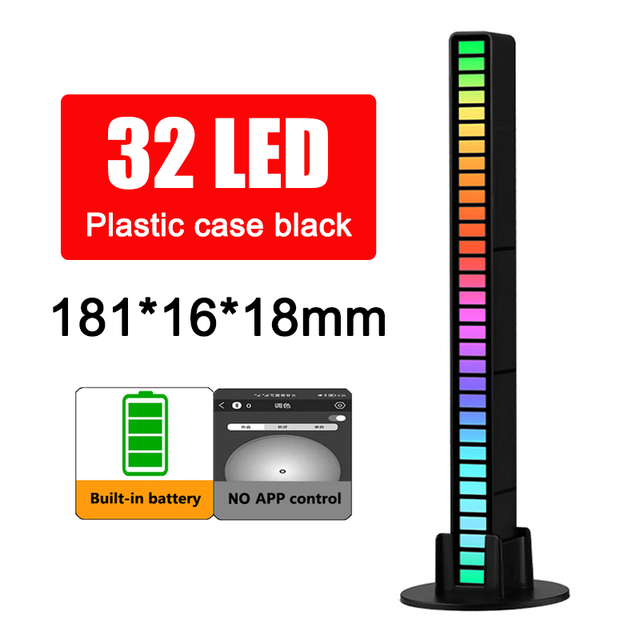 Light 32 LED-Bit RGB APP Control Voice Activated Sound Lamp Audio Spectrum Bar Pickup Music Ambient Lamp For Computer Car