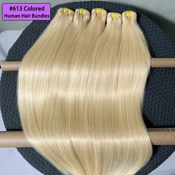#613 Colored Straight Human Hair Bundles Blonde 1/2/3/4 PCS Double Weft 100% Vietnamese Raw Virgin Human Hair Weave Extensions