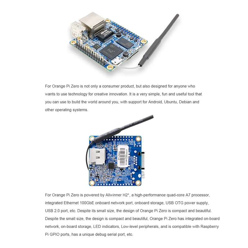 Orange Pi Zero ǻ   512MB Allwinner H2 ARM Cortex-A7  ھ α׷ ũ Ʈѷ
