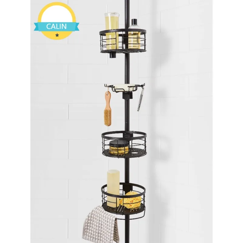 

Better Homes & Gardens Rust-Resistant Tension Pole Shower Caddy, 3 Shelves, Oil Rubbed Bronze Finish